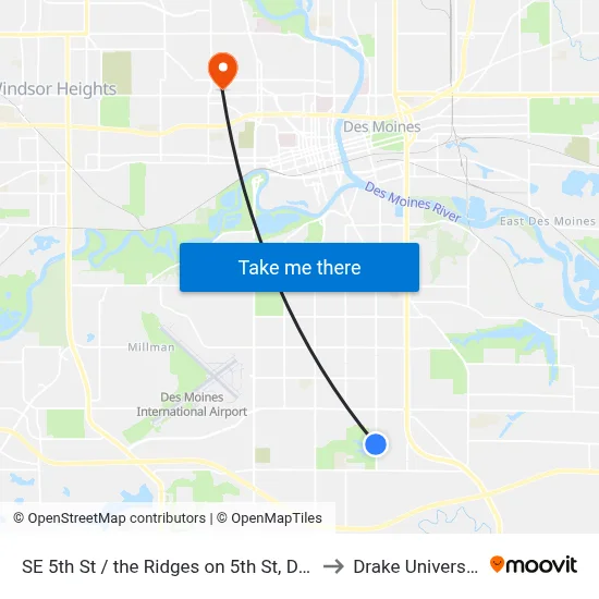 SE 5th St / the Ridges on 5th St, Dsm to Drake University map