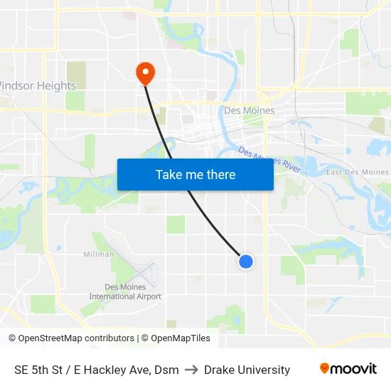 SE 5th St / E Hackley Ave, Dsm to Drake University map