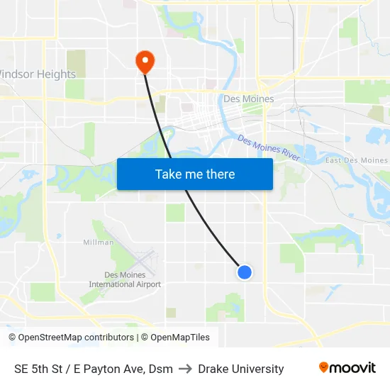 SE 5th St / E Payton Ave, Dsm to Drake University map