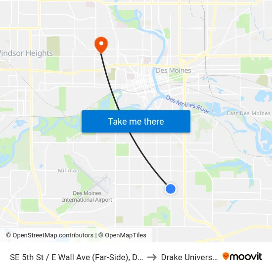 SE 5th St / E Wall Ave (Far-Side), Dsm to Drake University map