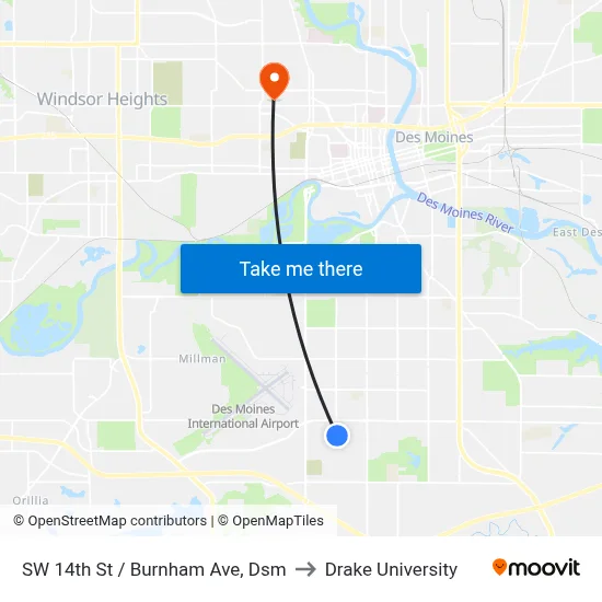 SW 14th St / Burnham Ave, Dsm to Drake University map