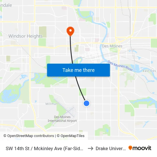 SW 14th St / Mckinley Ave (Far-Side), Dsm to Drake University map