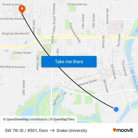 SW 7th St / #501, Dsm to Drake University map