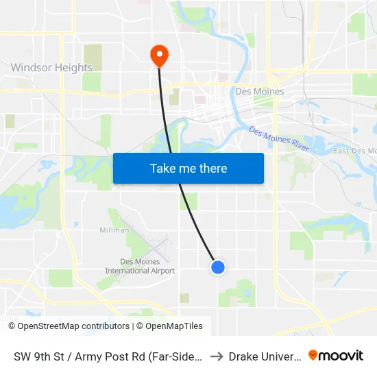 SW 9th St / Army Post Rd (Far-Side), Dsm to Drake University map