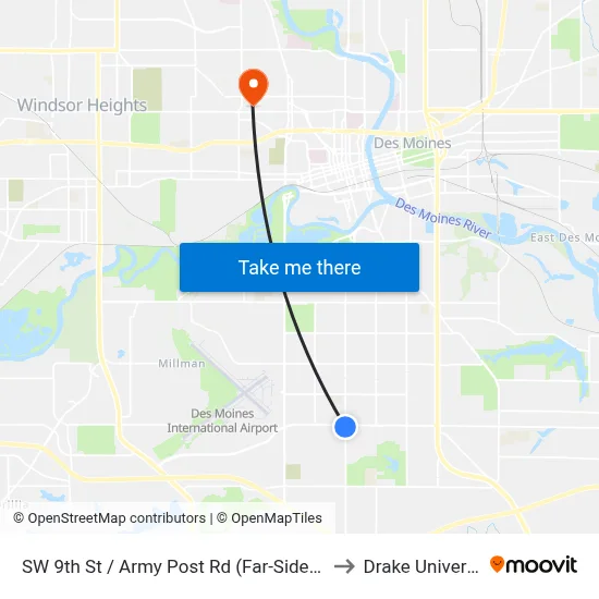 SW 9th St / Army Post Rd (Far-Side), Dsm to Drake University map