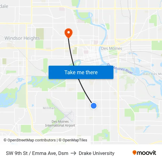 SW 9th St / Emma Ave, Dsm to Drake University map