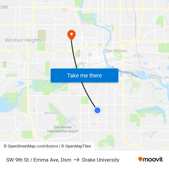 SW 9th St / Emma Ave, Dsm to Drake University map