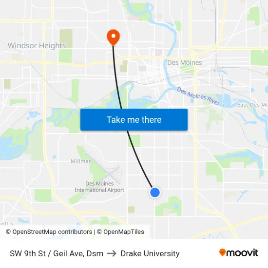 SW 9th St / Geil Ave, Dsm to Drake University map