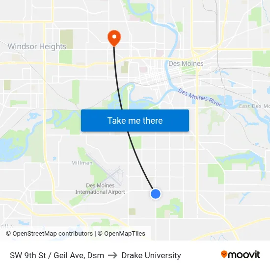 SW 9th St / Geil Ave, Dsm to Drake University map