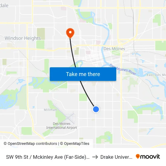 SW 9th St / Mckinley Ave (Far-Side), Dsm to Drake University map