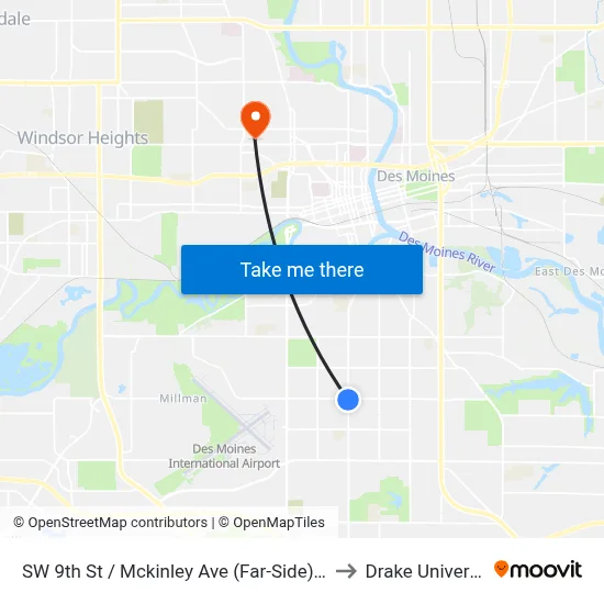 SW 9th St / Mckinley Ave (Far-Side), Dsm to Drake University map