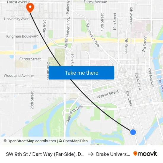 SW 9th St / Dart Way (Far-Side), Dsm to Drake University map