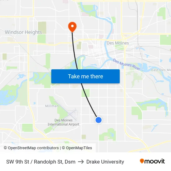 SW 9th St / Randolph St, Dsm to Drake University map