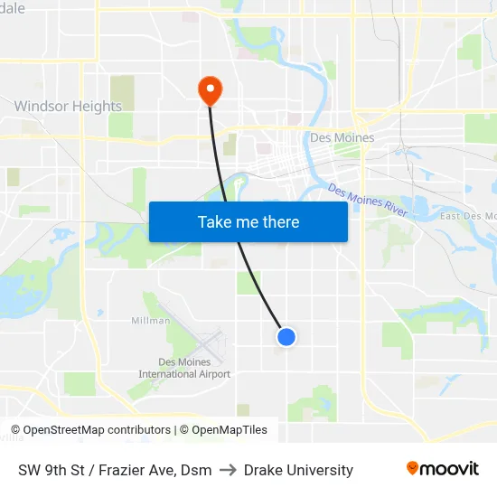 SW 9th St / Frazier Ave, Dsm to Drake University map
