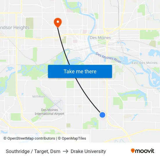 Southridge / Target, Dsm to Drake University map