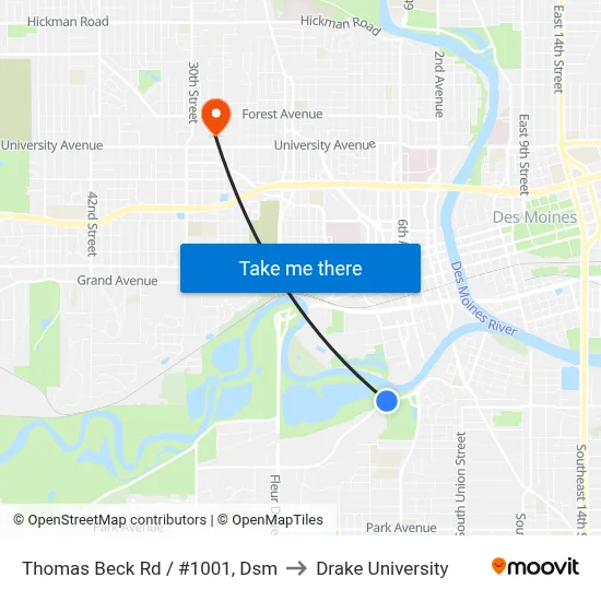 Thomas Beck Rd / #1001, Dsm to Drake University map