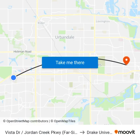 Vista Dr / Jordan Creek Pkwy (Far-Side), Wdm to Drake University map
