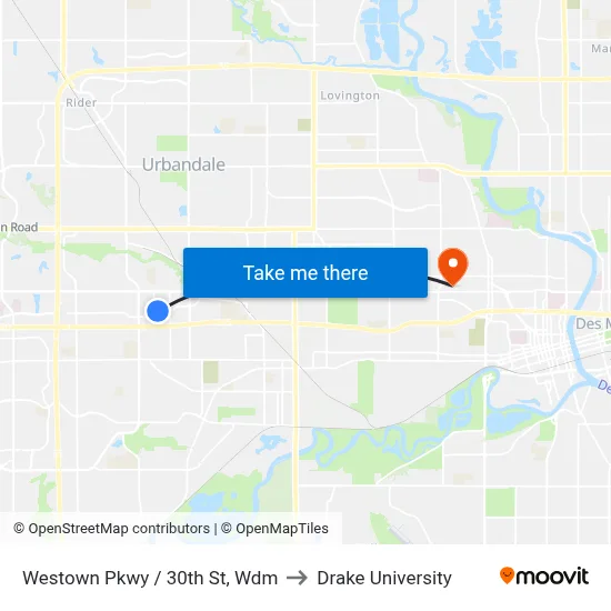 Westown Pkwy / 30th St, Wdm to Drake University map
