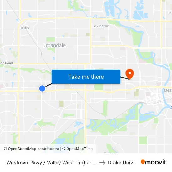 Westown Pkwy / Valley West Dr (Far-Side), Wdm to Drake University map