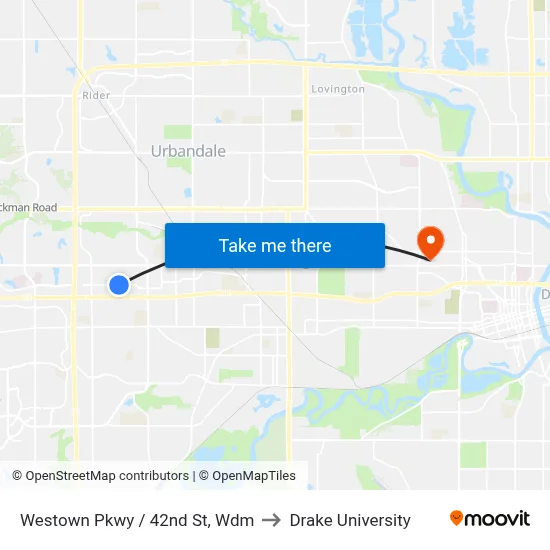 Westown Pkwy / 42nd St, Wdm to Drake University map