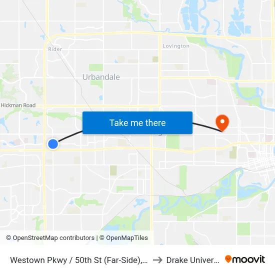 Westown Pkwy / 50th St (Far-Side), Wdm to Drake University map