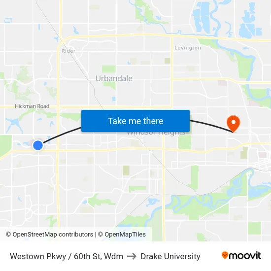 Westown Pkwy / 60th St, Wdm to Drake University map