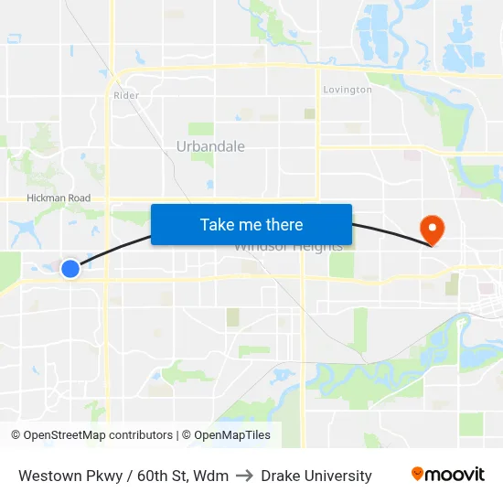Westown Pkwy / 60th St, Wdm to Drake University map