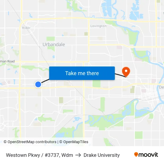 Westown Pkwy / #3737, Wdm to Drake University map