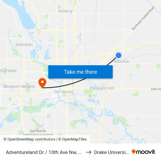 Adventureland Dr / 10th Ave Nw, Alt to Drake University map
