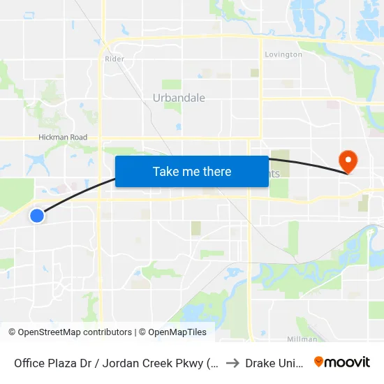 Office Plaza Dr / Jordan Creek Pkwy (Far-Side), Wdm to Drake University map
