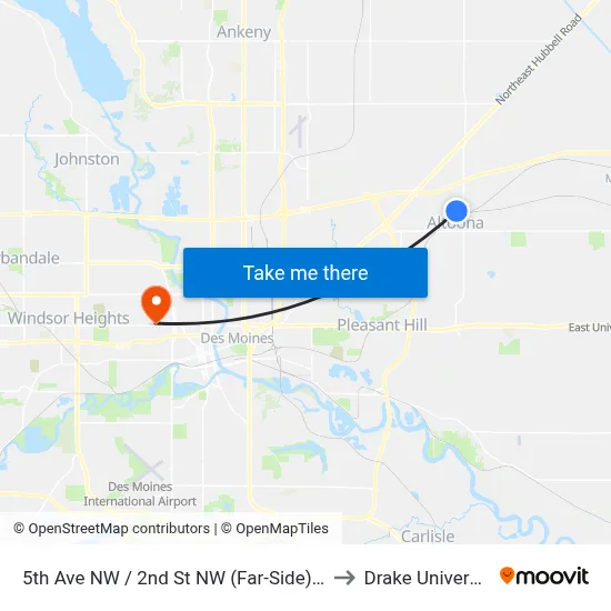 5th Ave NW / 2nd St NW (Far-Side), Alt to Drake University map