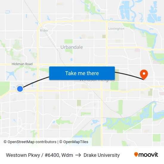 Westown Pkwy / #6400, Wdm to Drake University map
