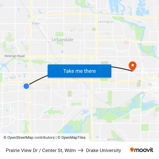 Prairie View Dr / Center St, Wdm to Drake University map