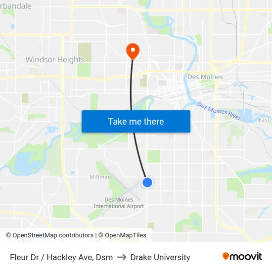 Fleur Dr / Hackley Ave, Dsm to Drake University map
