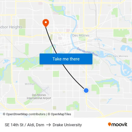 SE 14th St / Aldi, Dsm to Drake University map