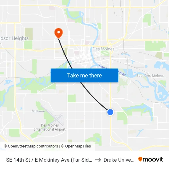 SE 14th St / E Mckinley Ave (Far-Side), Dsm to Drake University map
