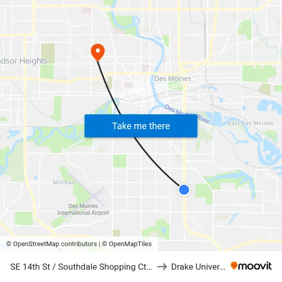 SE 14th St / Southdale Shopping Ctr, Dsm to Drake University map