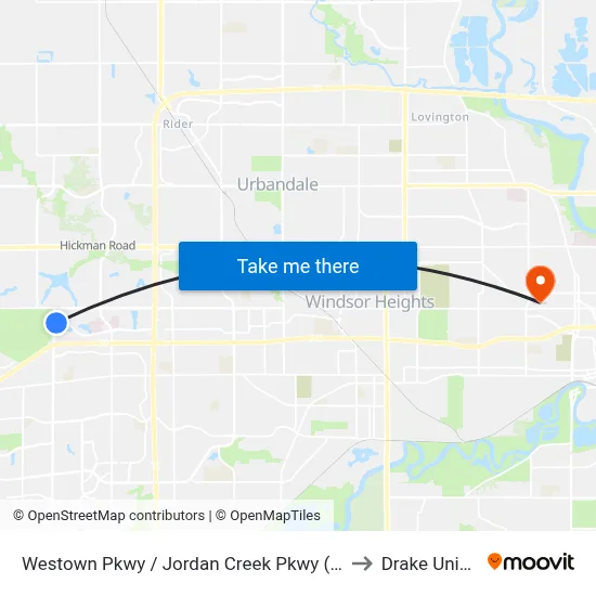 Westown Pkwy / Jordan Creek Pkwy (Far-Side), Wdm to Drake University map