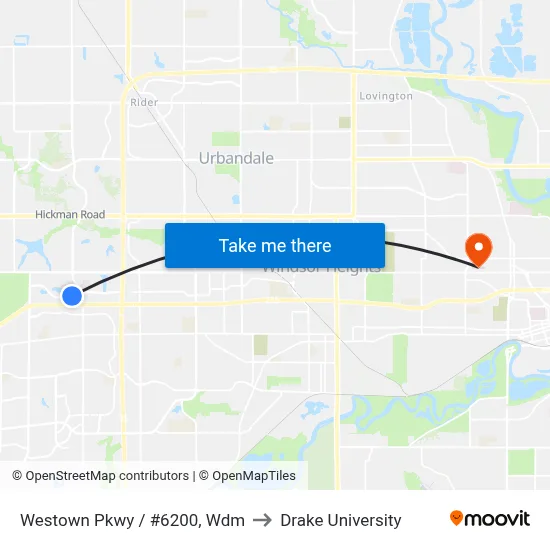 Westown Pkwy / #6200, Wdm to Drake University map