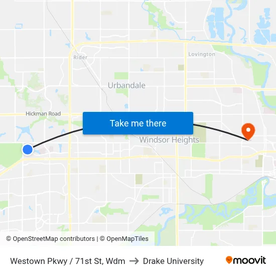 Westown Pkwy / 71st St, Wdm to Drake University map