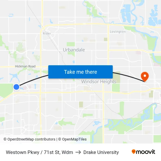 Westown Pkwy / 71st St, Wdm to Drake University map