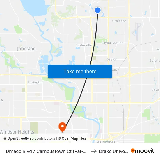 Dmacc Blvd / Campustown Ct (Far-Side), Ank to Drake University map