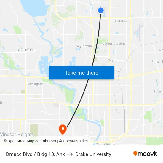 Dmacc Blvd / Bldg 13, Ank to Drake University map