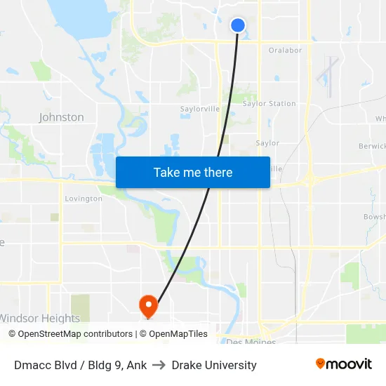Dmacc Blvd / Bldg 9, Ank to Drake University map