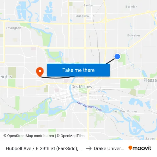 Hubbell Ave / E 29th St (Far-Side), Dsm to Drake University map