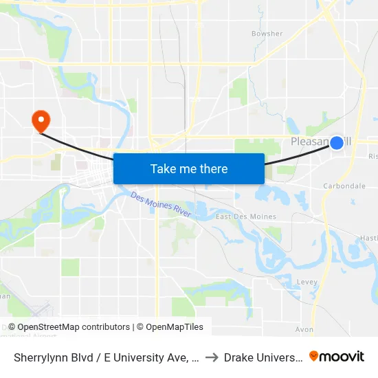 Sherrylynn Blvd / E University Ave, Plh to Drake University map