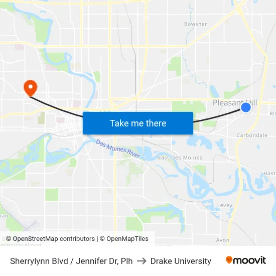 Sherrylynn Blvd / Jennifer Dr, Plh to Drake University map