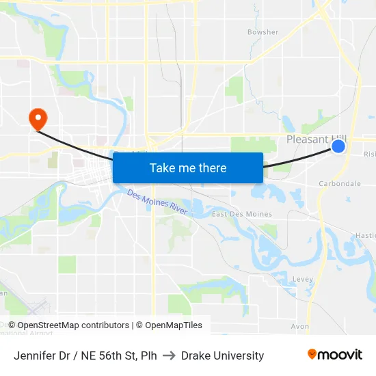 Jennifer Dr / NE 56th St, Plh to Drake University map