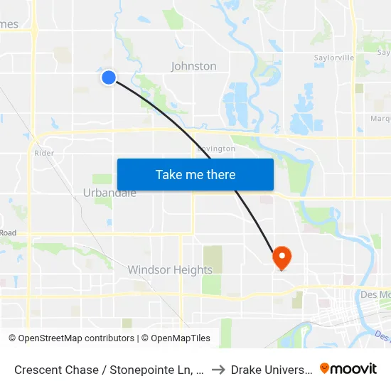 Crescent Chase / Stonepointe Ln, Jst to Drake University map