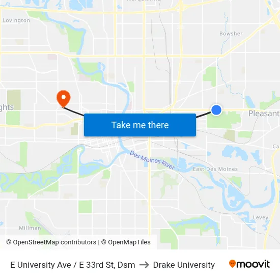 E University Ave / E 33rd St, Dsm to Drake University map